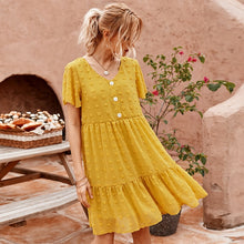 Load image into Gallery viewer, Summer Dresses Women 2020 elegant black dress high waist casual loose V-neck party yellow boho pink ladies Sundress clothes
