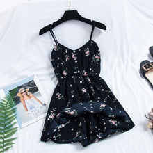 Load image into Gallery viewer, 2019 nuevo vestido de mujer dulce verano Casual moda dibujo bohemio Correa fina sin mangas vestido negro para mujeres
