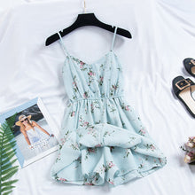 Load image into Gallery viewer, 2019 nuevo vestido de mujer dulce verano Casual moda dibujo bohemio Correa fina sin mangas vestido negro para mujeres
