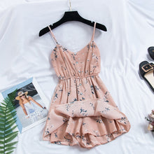Load image into Gallery viewer, 2019 nuevo vestido de mujer dulce verano Casual moda dibujo bohemio Correa fina sin mangas vestido negro para mujeres
