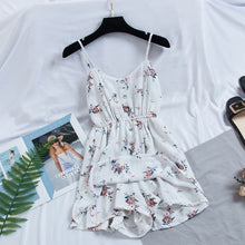 Load image into Gallery viewer, 2019 nuevo vestido de mujer dulce verano Casual moda dibujo bohemio Correa fina sin mangas vestido negro para mujeres
